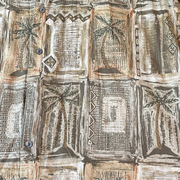 Tori‎ Richard Aloha Shirt Palm Tree Print Linen Blend Men's L - Picture 7 of 11